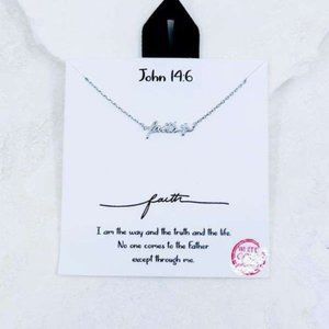 Last 1! NWT White gold dipped Faith necklace